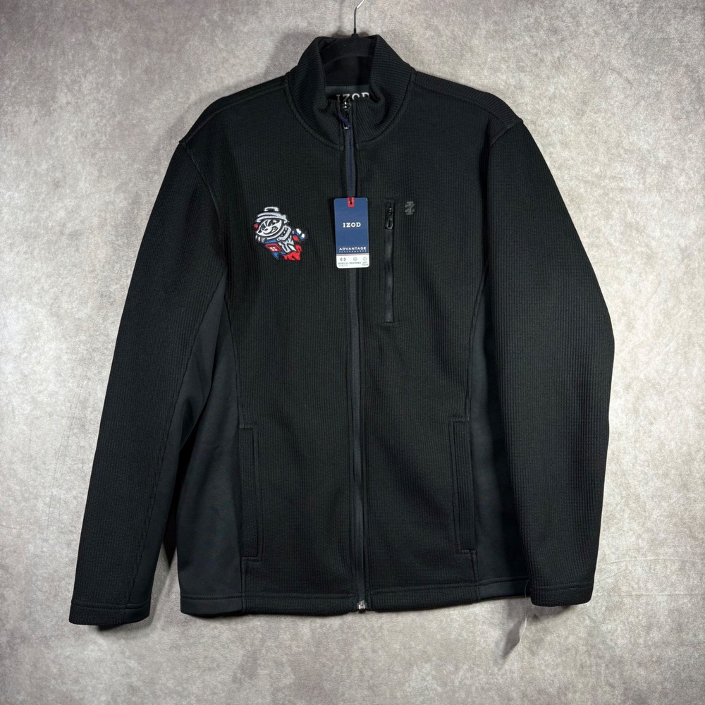 IZOD Jacket Mens Small Black Advantage Performance‎ Full Zip Trash Pandas NEW